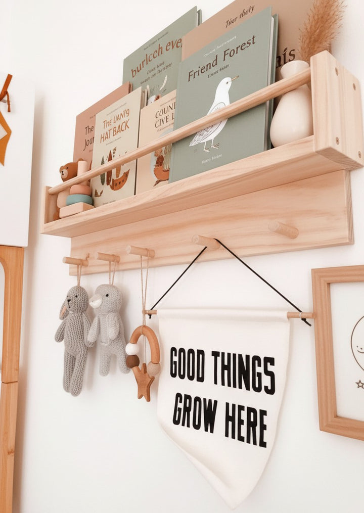 Montessori Kitaplık Rafı ve Askılık