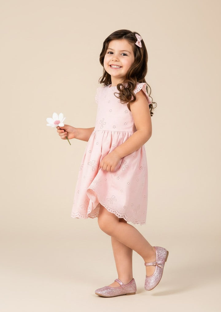 Soft Şeker Pembe Kol Detaylı Elbise 30153