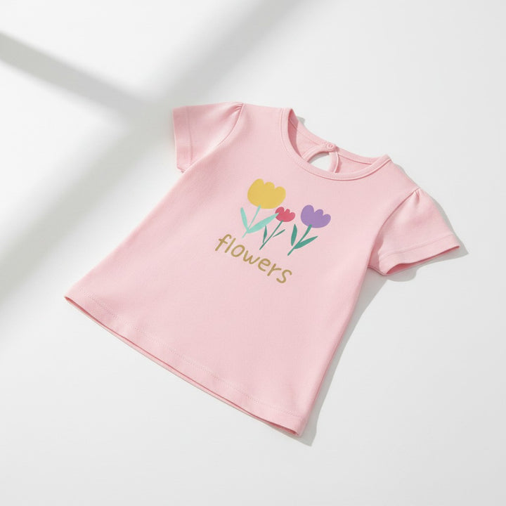 FLOWER COTTON DAILY T-SHIRT PUDRA