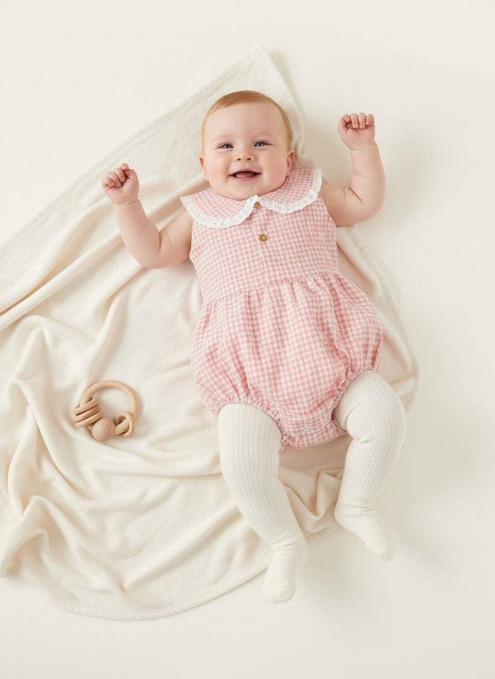 Petits Nobles Lily Gingham Collar Romper