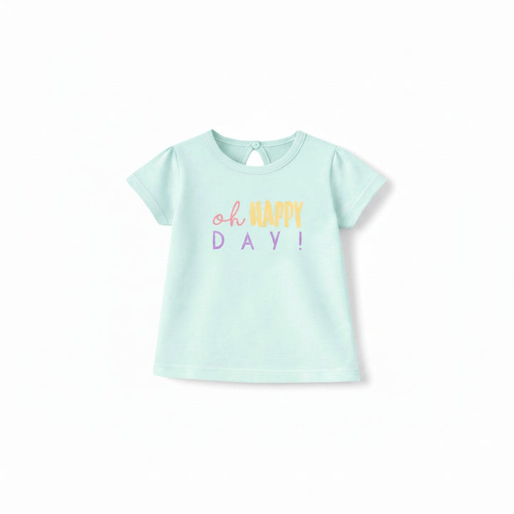 HAPPY DAY BASKILI TİŞÖRT SU YEŞİLİ
