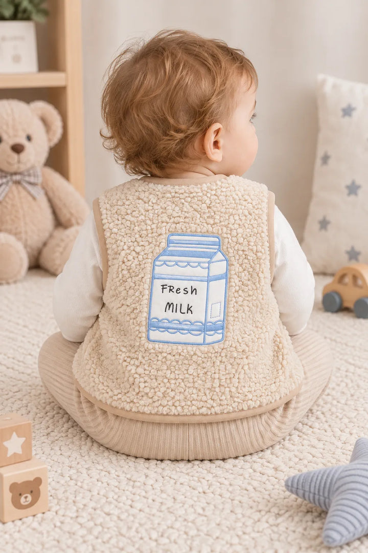Fresh Milk Peluş Bebek Yeleği - Bej