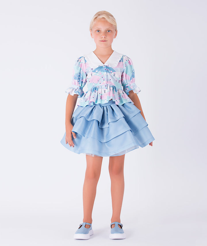 PASTEL GRASSE BLUE SKIRT
