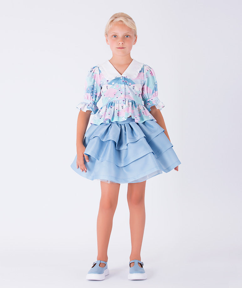 PASTEL GRASSE WHITE/LAVANDER BLOUSE