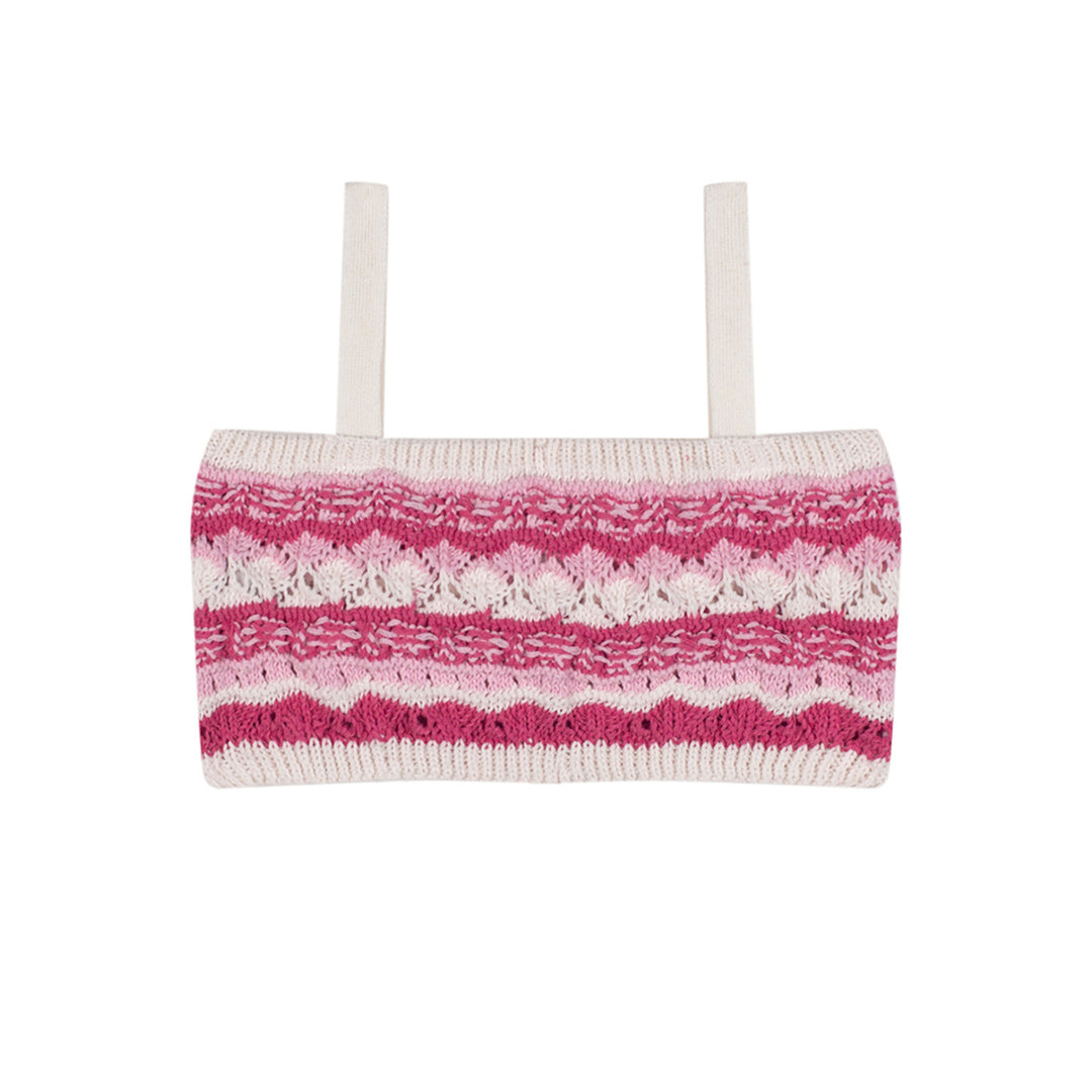 Antebies Pembe Jakarlı Triko Şortlu Set