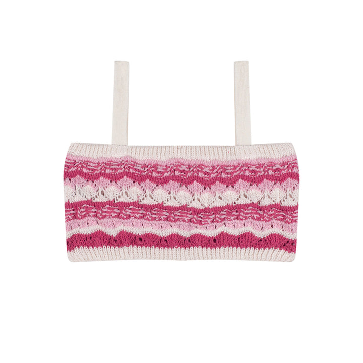 Antebies Pembe Jakarlı Triko Şortlu Set