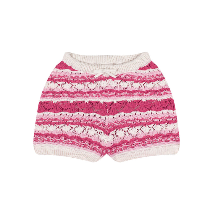 Antebies Pembe Jakarlı Triko Şortlu Set