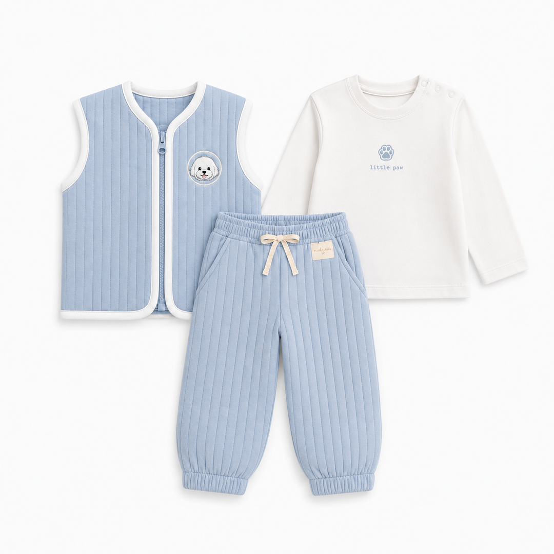 Little Paw Kapitone Bebek Takımı - Gök Mavisi