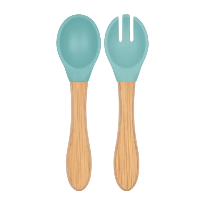 OiOi Mama Kaşığı + Çatal Aqua Green