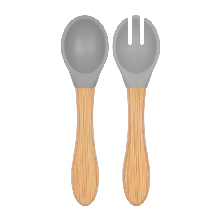 OiOi Mama Kaşığı + Çatal Powder Grey