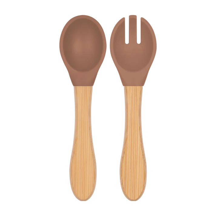 OiOi Mama Kaşığı + Çatal Woody Brown