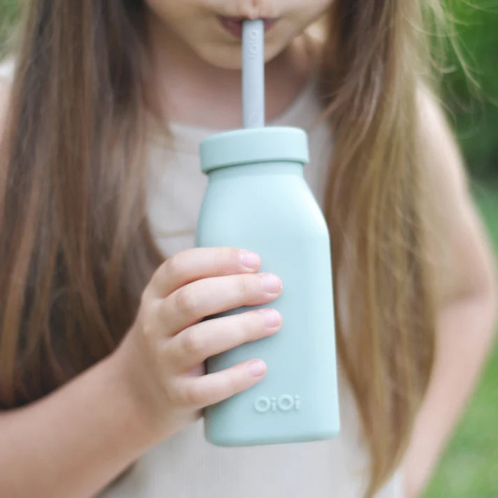 OiOi Şişe+Pipet Mineral Blue / Powder Grey