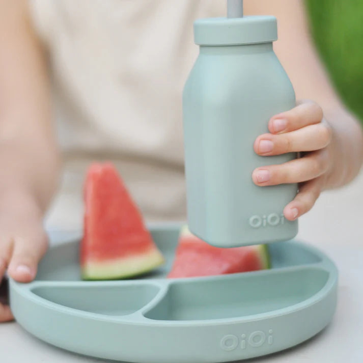 OiOi Şişe+Pipet Pinky Pink  / Powder Grey
