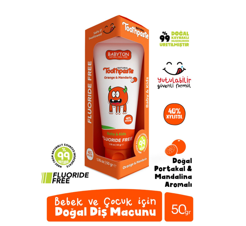 Organik Doğal Portakal &amp; Mandalina Aromalı Diş Macunu 50gr