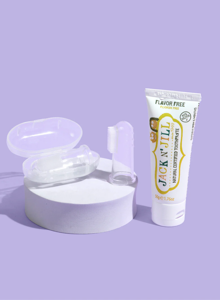 Tooth Buddy Pack- Doğal Sertifikalı Aromasız Diş Macunu 50g+ Silikon Parmak Fırça +6m