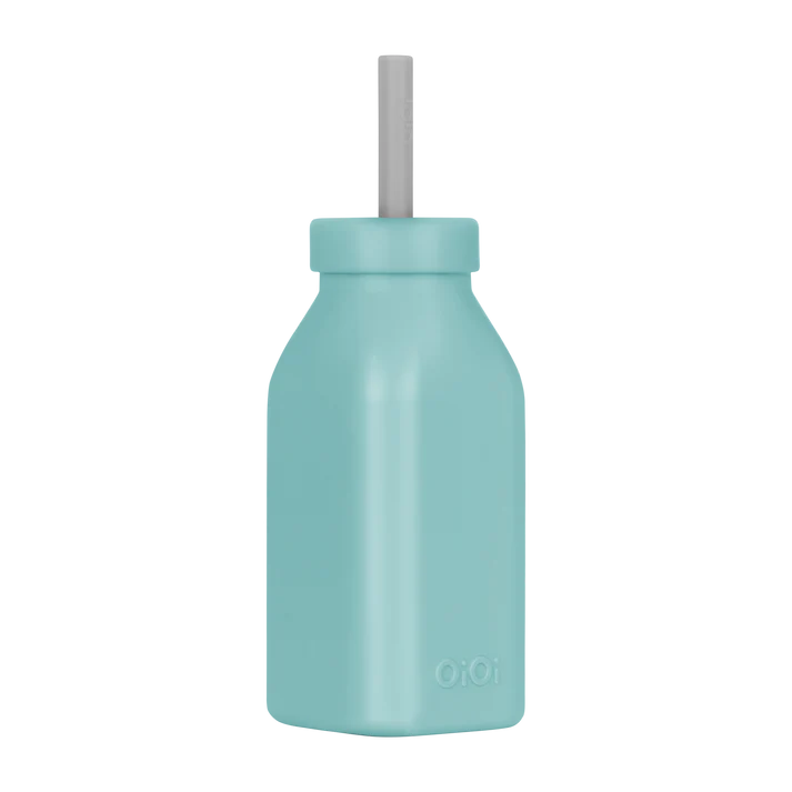 OiOi Şişe+Pipet Aqua Green / Powder Grey