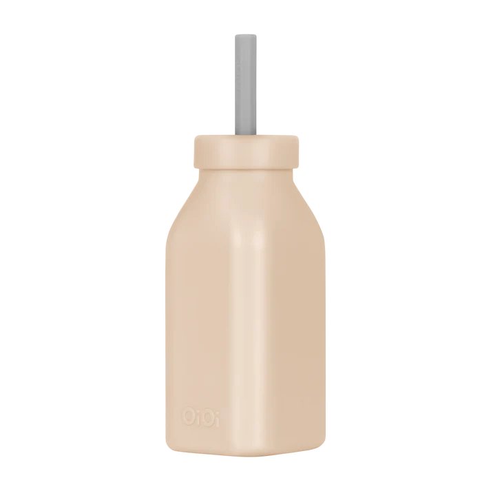 OiOi Şişe+Pipet Bubble Beige / Powder Grey