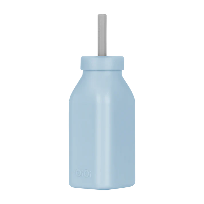 OiOi Şişe+Pipet Mineral Blue / Powder Grey