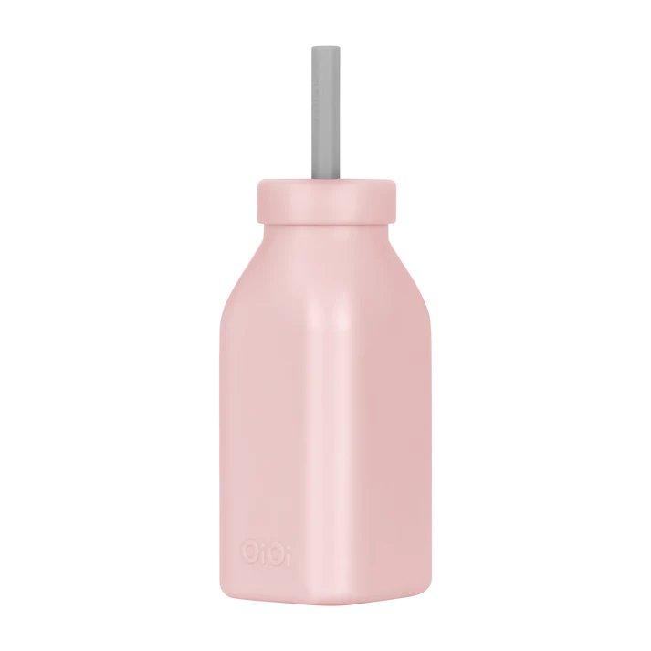 OiOi Şişe+Pipet Pinky Pink  / Powder Grey