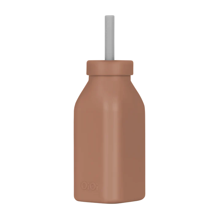 OiOi Şişe+Pipet Woody Brown / Powder Grey