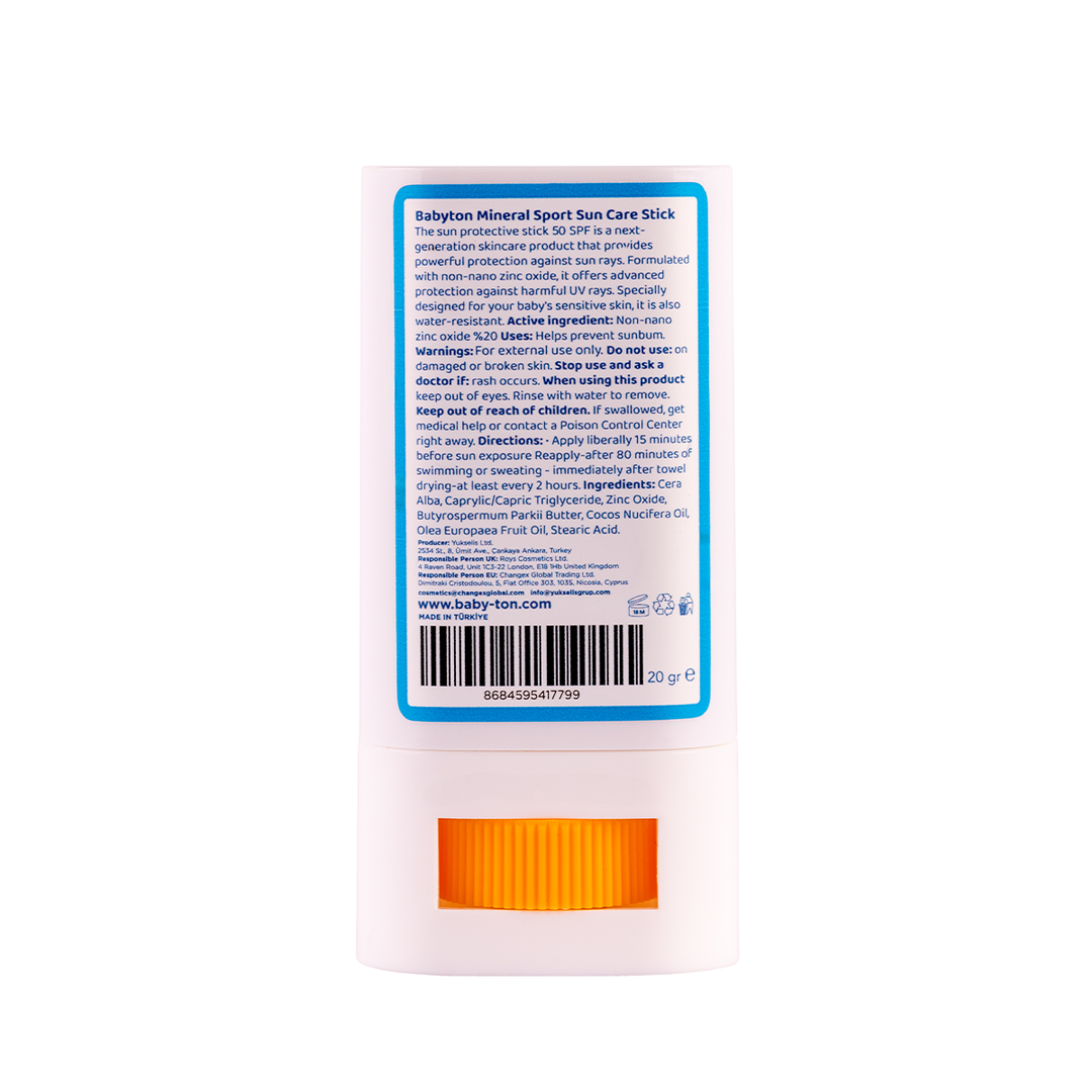 Bebek &amp; Çocuk Suya Dayanıklı Doğal Güneş Koruyucu Stick 50 SPF 20 gr