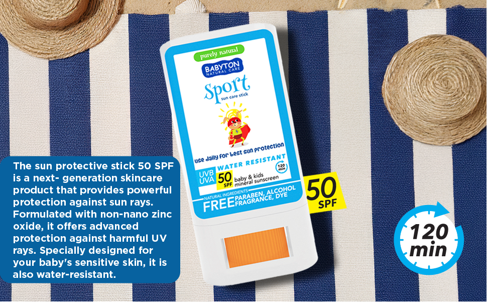 Bebek &amp; Çocuk Suya Dayanıklı Doğal Güneş Koruyucu Stick 50 SPF 20 gr