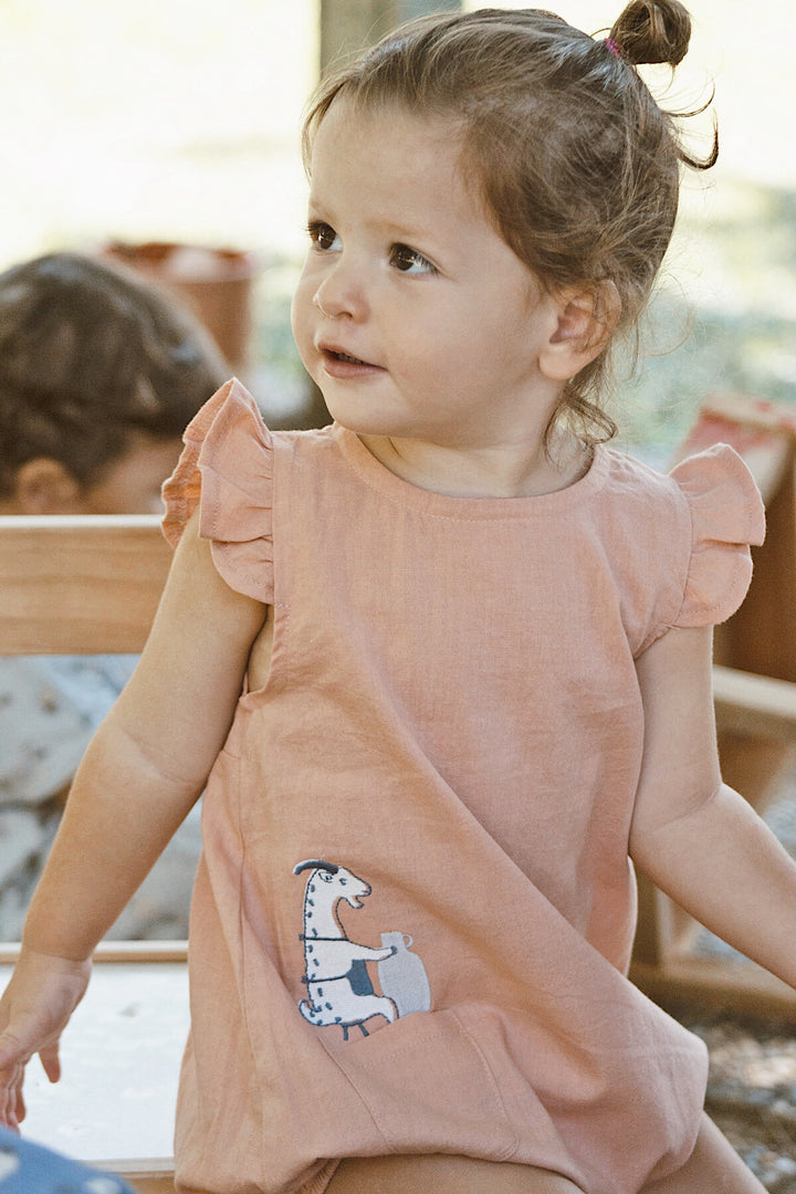 ORGANIC CORK ’GOAT’ WOVEN BUBBLE ONESIE