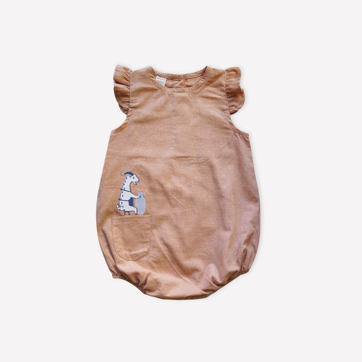 ORGANIC CORK ’GOAT’ WOVEN BUBBLE ONESIE