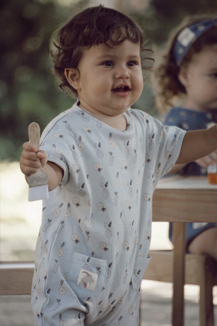 ORGANIC FOGGY DEW ’PLANT CERAMICS’ ROMPER