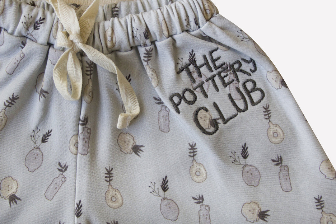 ORGANIC FOGGY DEW ’PLANT CERAMICS’ WIDE LEG SHORT