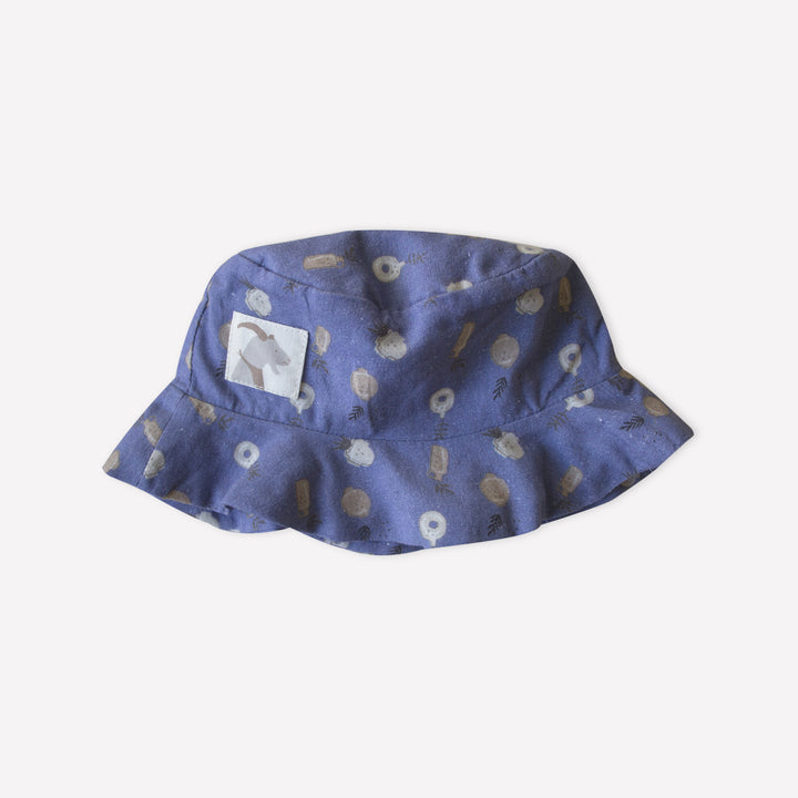 DOUBLE SIDED BLUE ICE ’PLANT CERAMICS’ WOVEN SUN HAT
