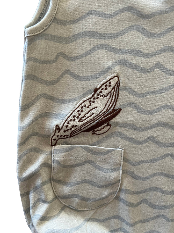 ORGANIC BLUE WAVES ‘SURFING WHALE’ BUBBLE ONESIE