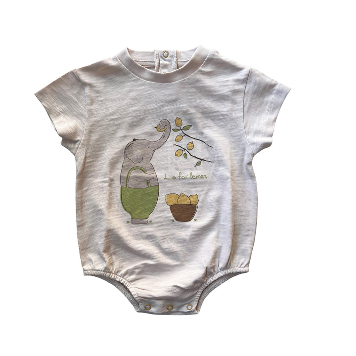 Auntie Me Elephant picking up Lemons’ Bubble Onesie 100% organic cotton - certified