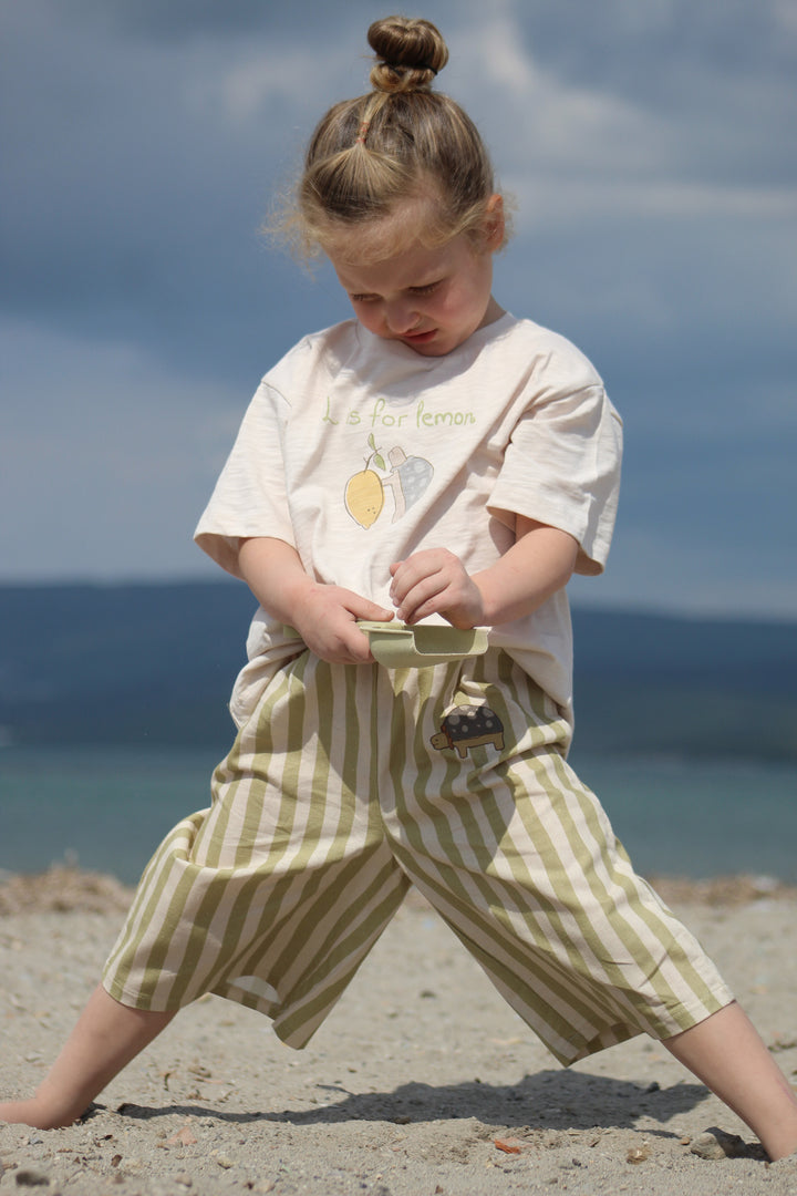 Auntie Me ‘Turtle’ Stripes Trousers 70% cotton %30 linen