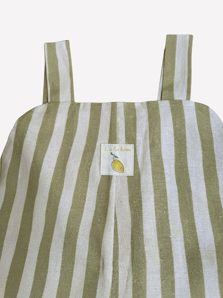 Auntie Me ‘Snail &amp; Lemon’ Stripes Salopette 70% cotton %30 linen
