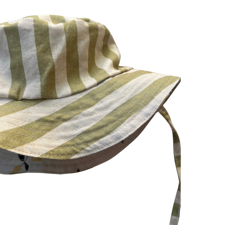 Auntie Me ‘Lemons with Snails’ Double Faced Sun Hat 70% cotton %30 linen