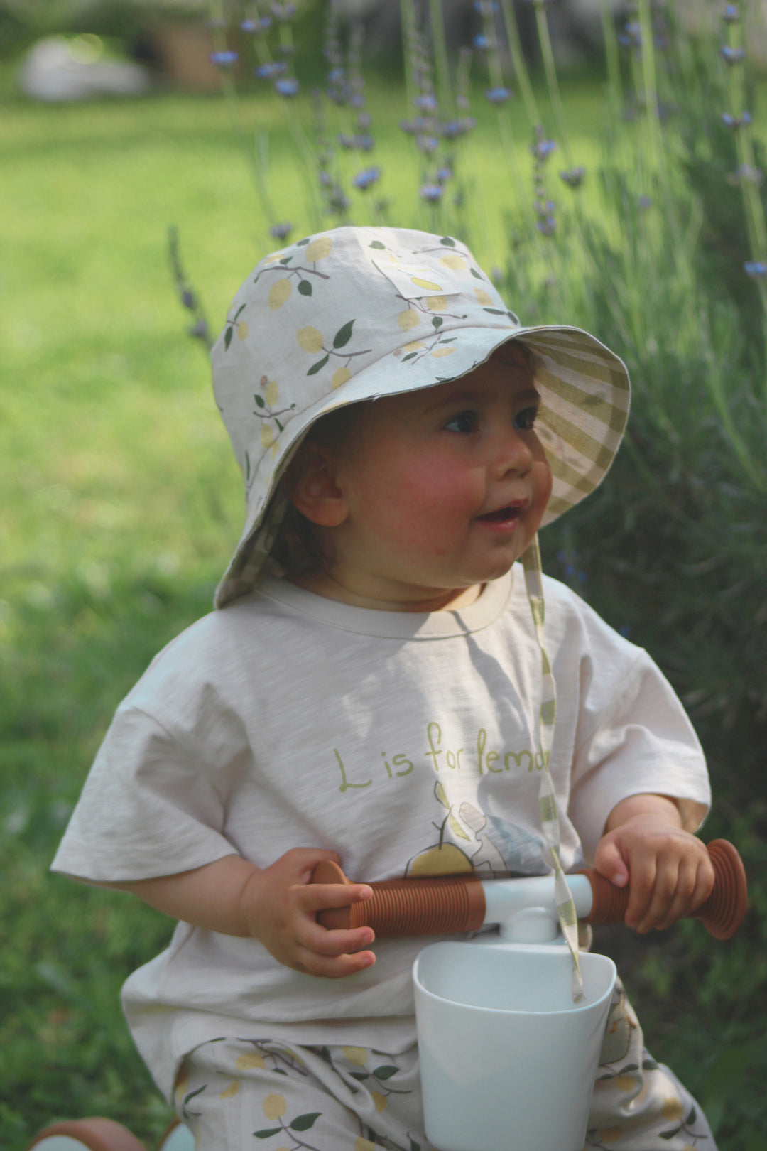 Auntie Me ‘Lemons with Snails’ Double Faced Sun Hat 70% cotton %30 linen