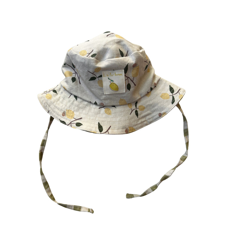 Auntie Me ‘Lemons with Snails’ Double Faced Sun Hat 70% cotton %30 linen