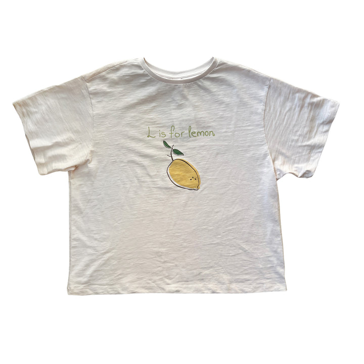 Auntie Me ‘L is for Lemon’ T-shirt for Adults 100% organic cotton - certified