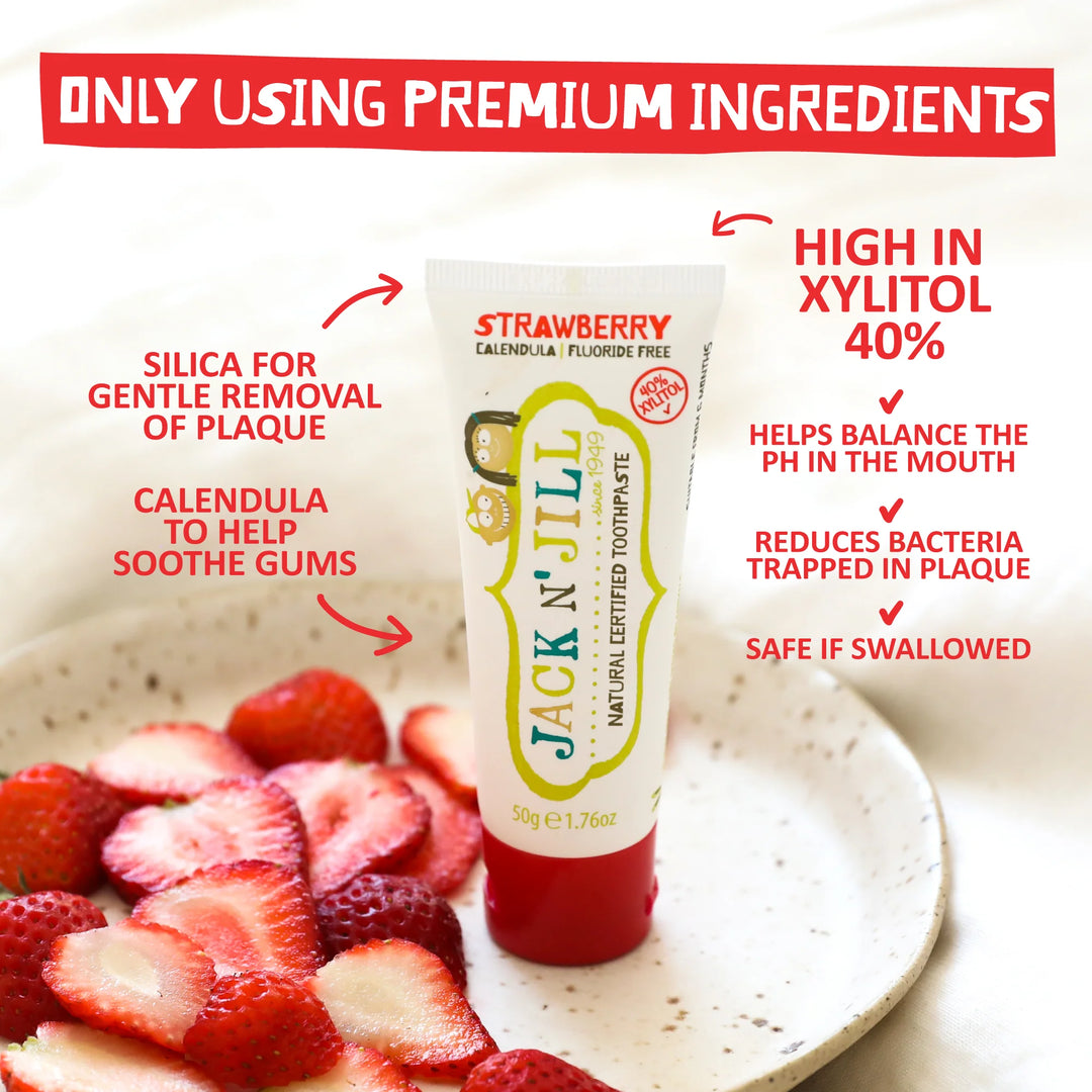 Doğal Sertifikalı- Çilek Aromalı Diş Macunu Florürsüz 50g