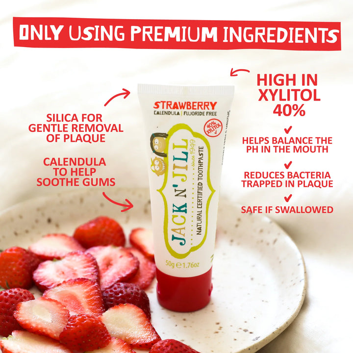 Doğal Sertifikalı- Çilek Aromalı Diş Macunu Florürsüz 50g