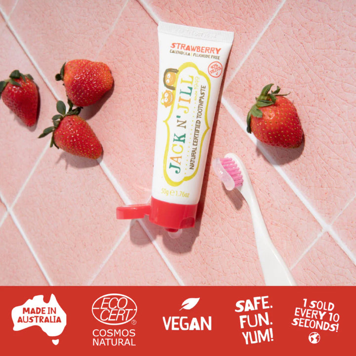 Doğal Sertifikalı- Çilek Aromalı Diş Macunu Florürsüz 50g