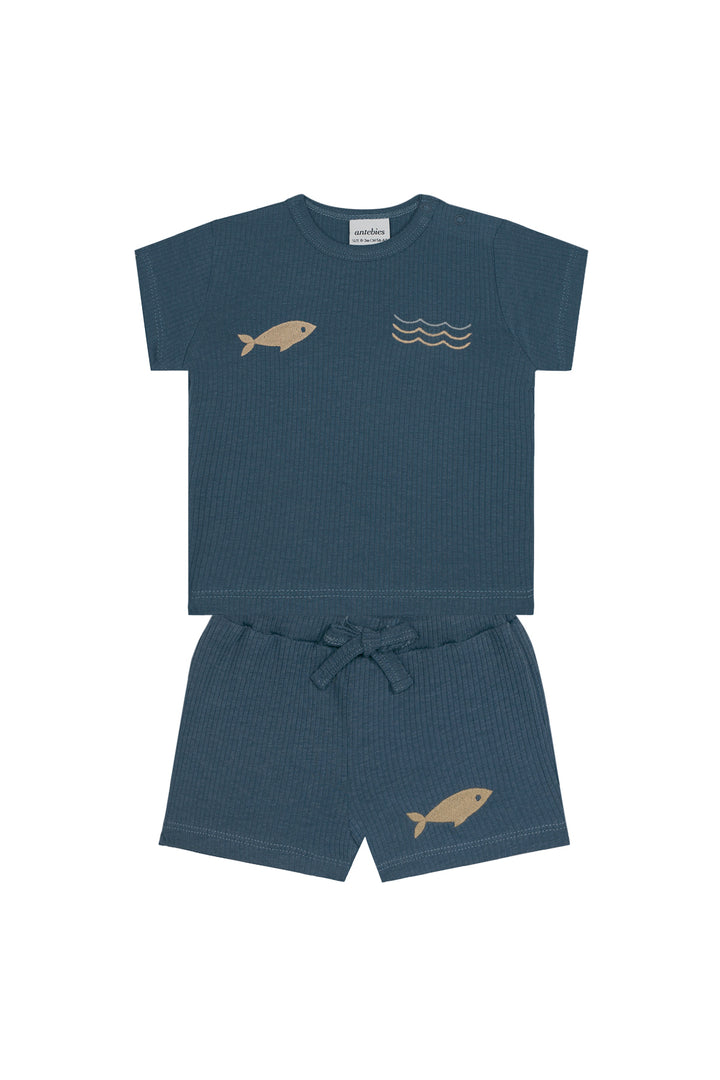 Antebies Minik Denizciler Kısa Kollu Tshirt Şort Set
