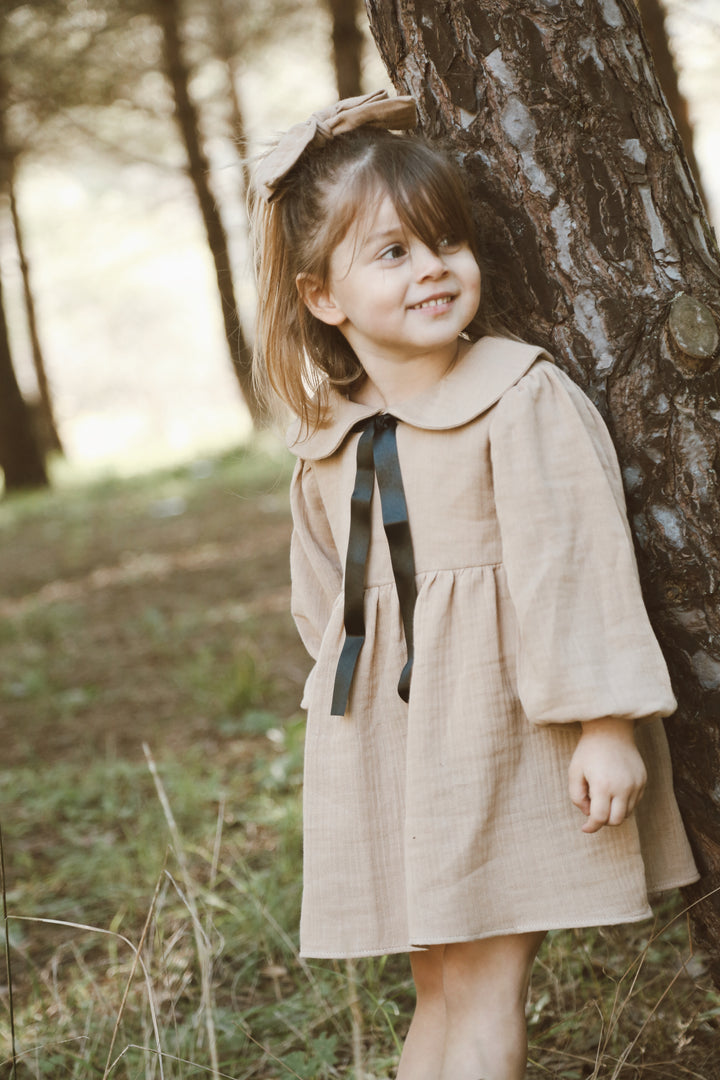 RETRO BLOSSOM DRESS BEJ