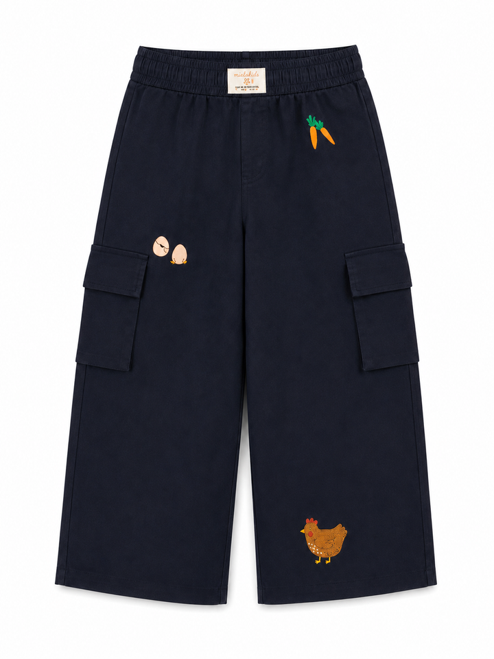 Tiny Stories Gabardin Kargo Bol Paça Pantolon - Gece Mavisi