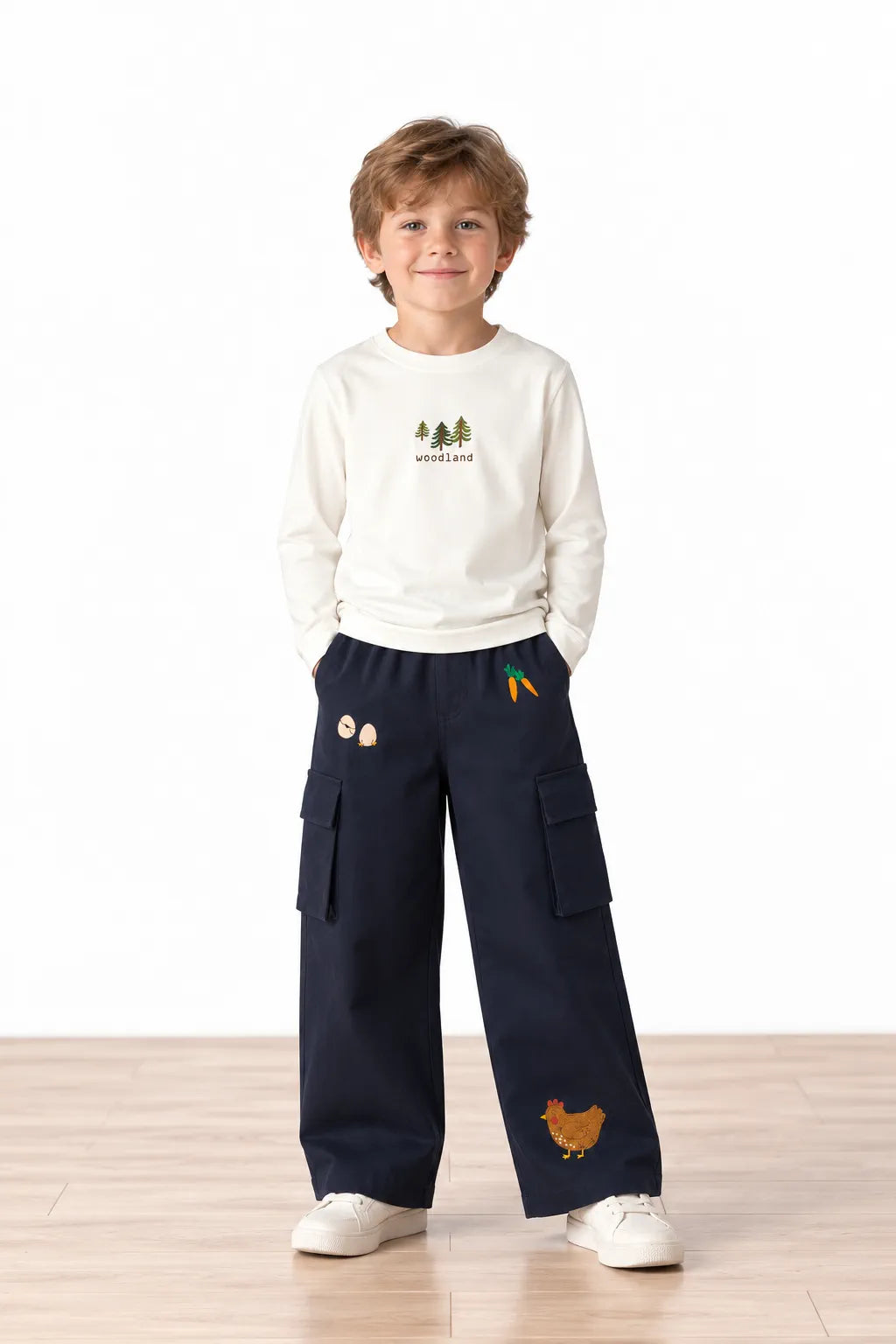 Tiny Stories Gabardin Kargo Bol Paça Pantolon - Gece Mavisi