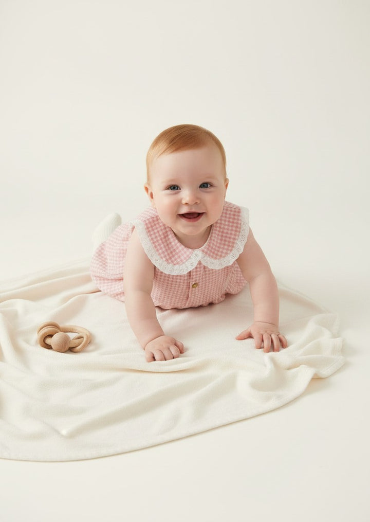 Petits Nobles Lily Gingham Collar Romper