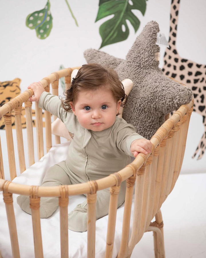 ORGANIK BASKILI FERMUARLI TULUM SET ZEYTİN (AYICIK)