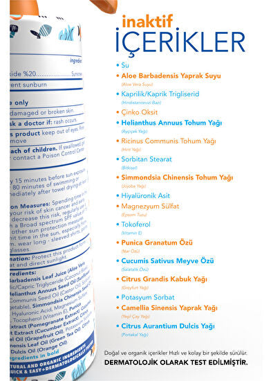 Bebek ve Çocuklar İçin Günlük Doğal Güneş Koruyucu Sprey 30 SPF 200 ml