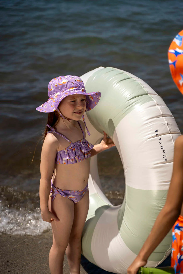 UV Korumalı Ruffle Bikini Set Rainbow Unicorn Lilac